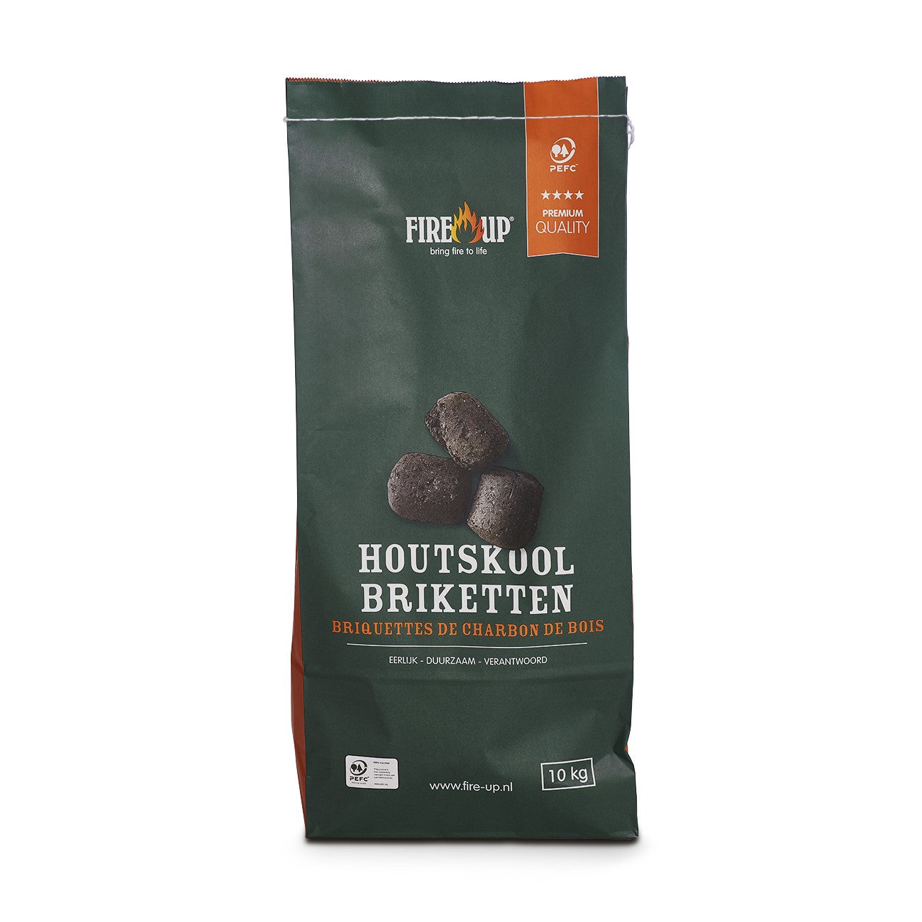 Fire-Up zak houtskoolbriketten, 10 kg, FSC premium kwaliteit
