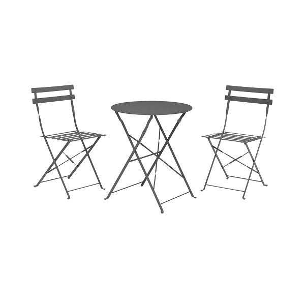 Bistroset met ronde tafel en 2 stoelen, mat zwart