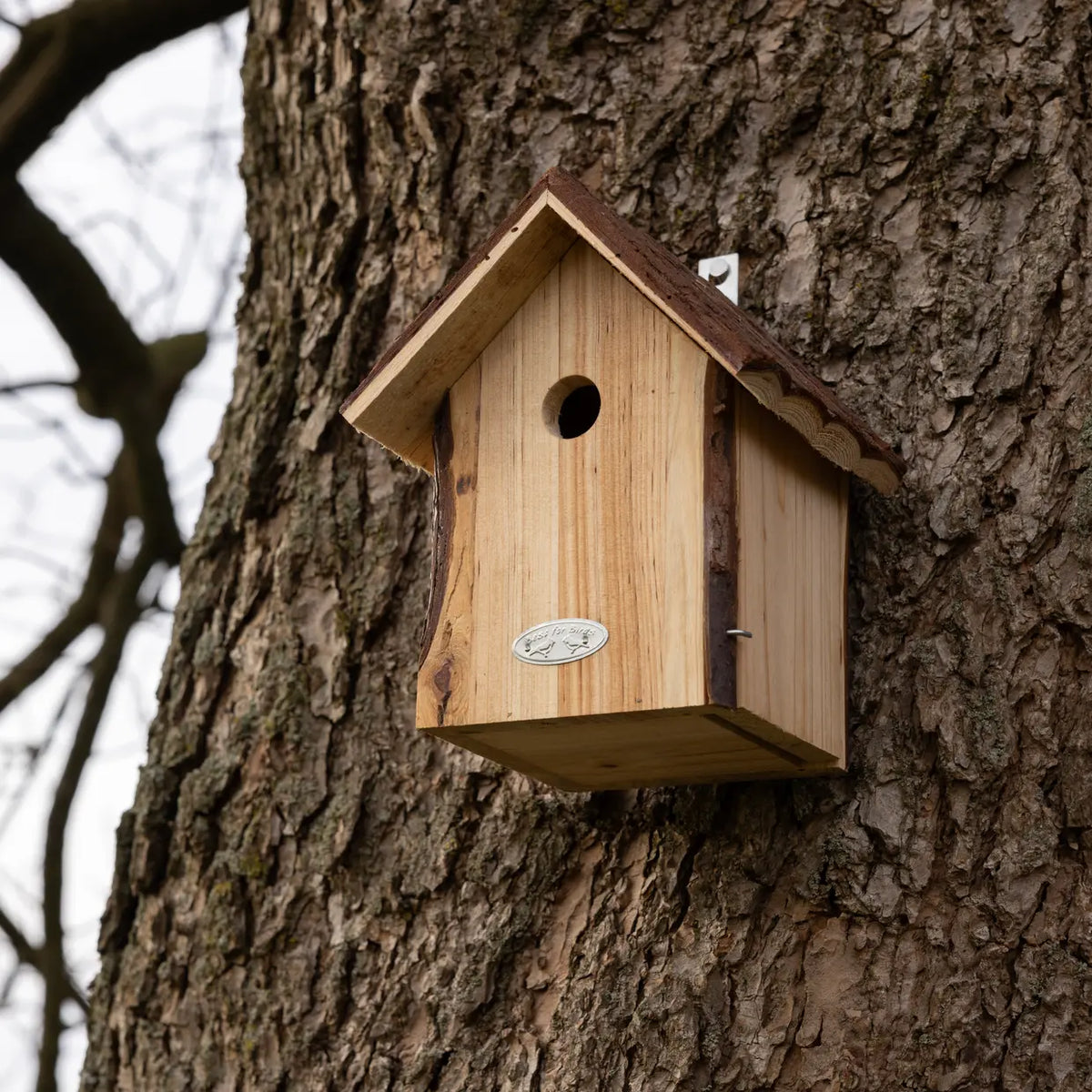 Nestkast voor pimpelmezen met boomschorsdak en rond invlieggat, Esschert Design