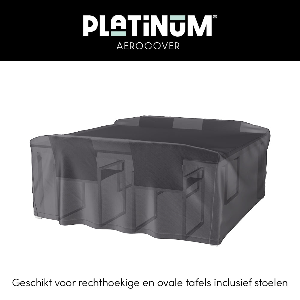 Tuinsethoes Platinum AeroCover, donkergrijze overtrek voor tafel met stoelen