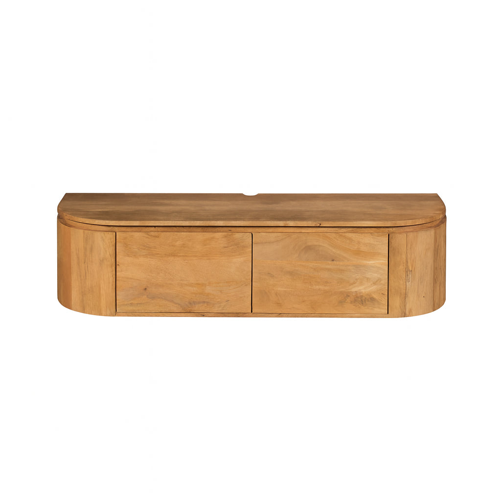 Tv-meubel Excellent Naturel met ronde houten bovenkant en 2 frontpanelen
