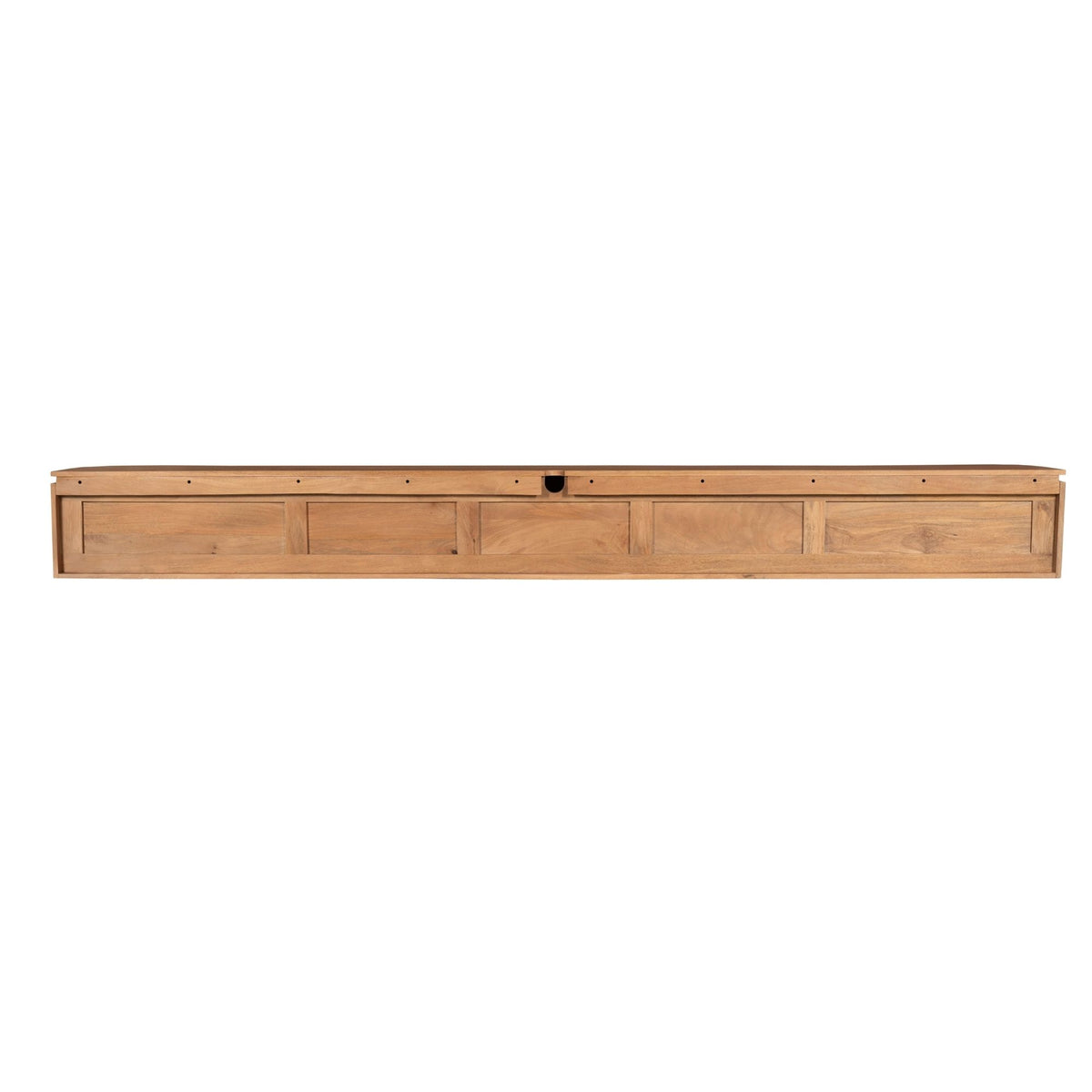 Tv-meubel van naturel hout met frontpanelen en kabelopening