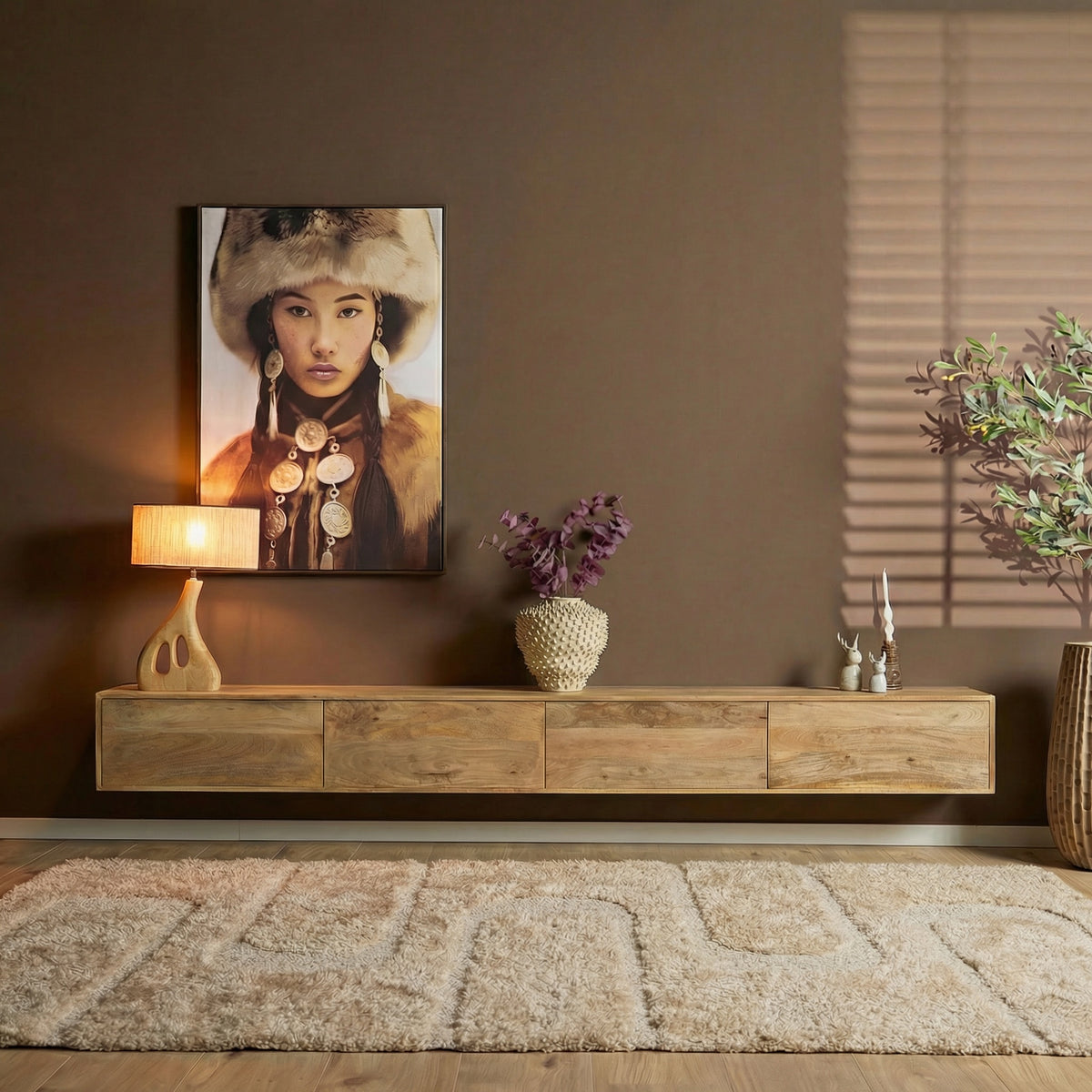 Zwevend tv-meubel Vision licht mango | 240 cm