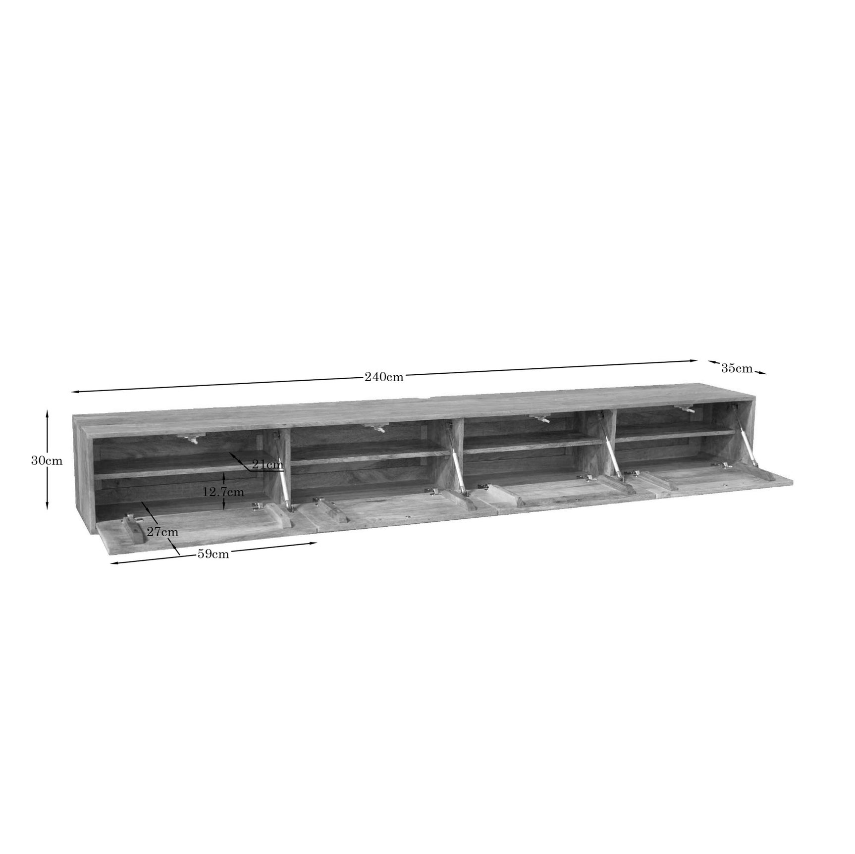 Zwevend tv-meubel Vision licht mango | 240 cm