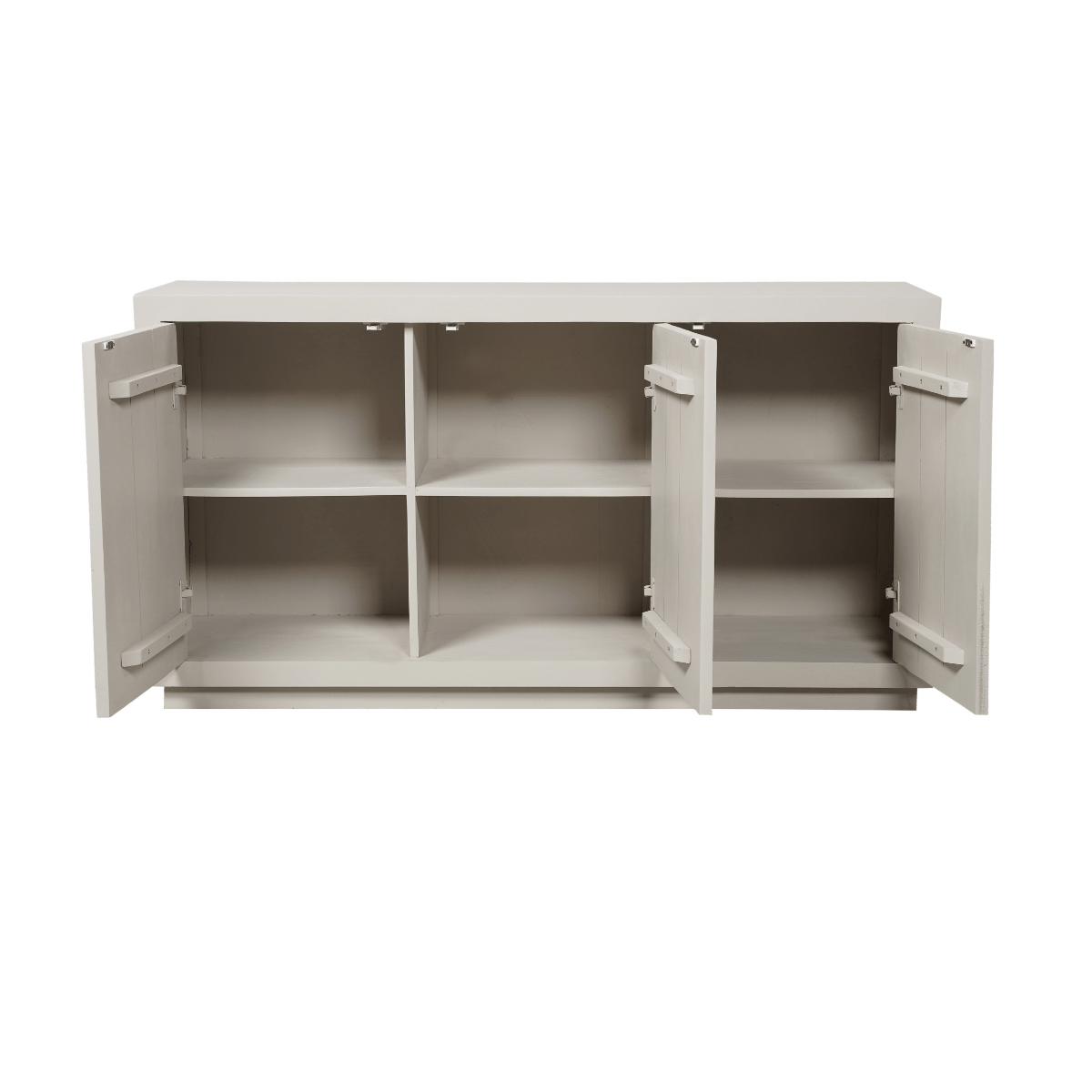 Dressoir met open deuren en binnenruimte, 3 compartimenten met legplanken.