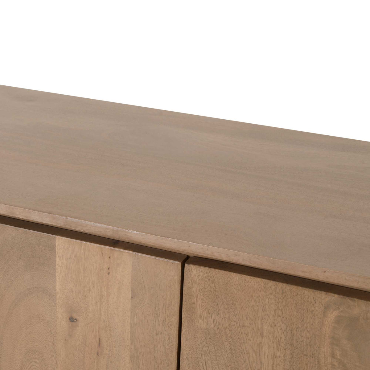 Mangohouten dressoir met glad blad en twee deuren, zichtbare houtnerf