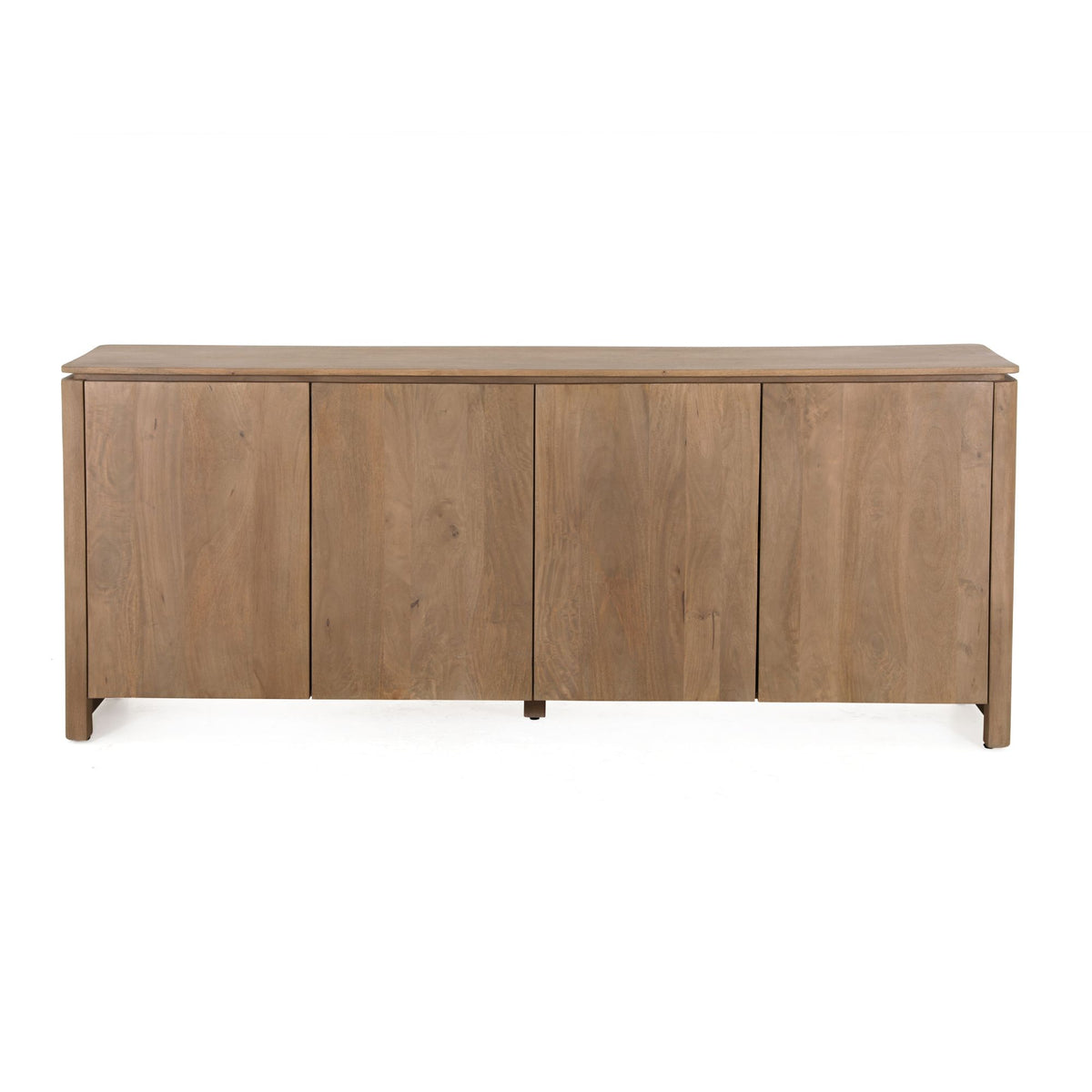 Dressoir met grijs blad en vier deuren in naturel mangohout, houten pootjes