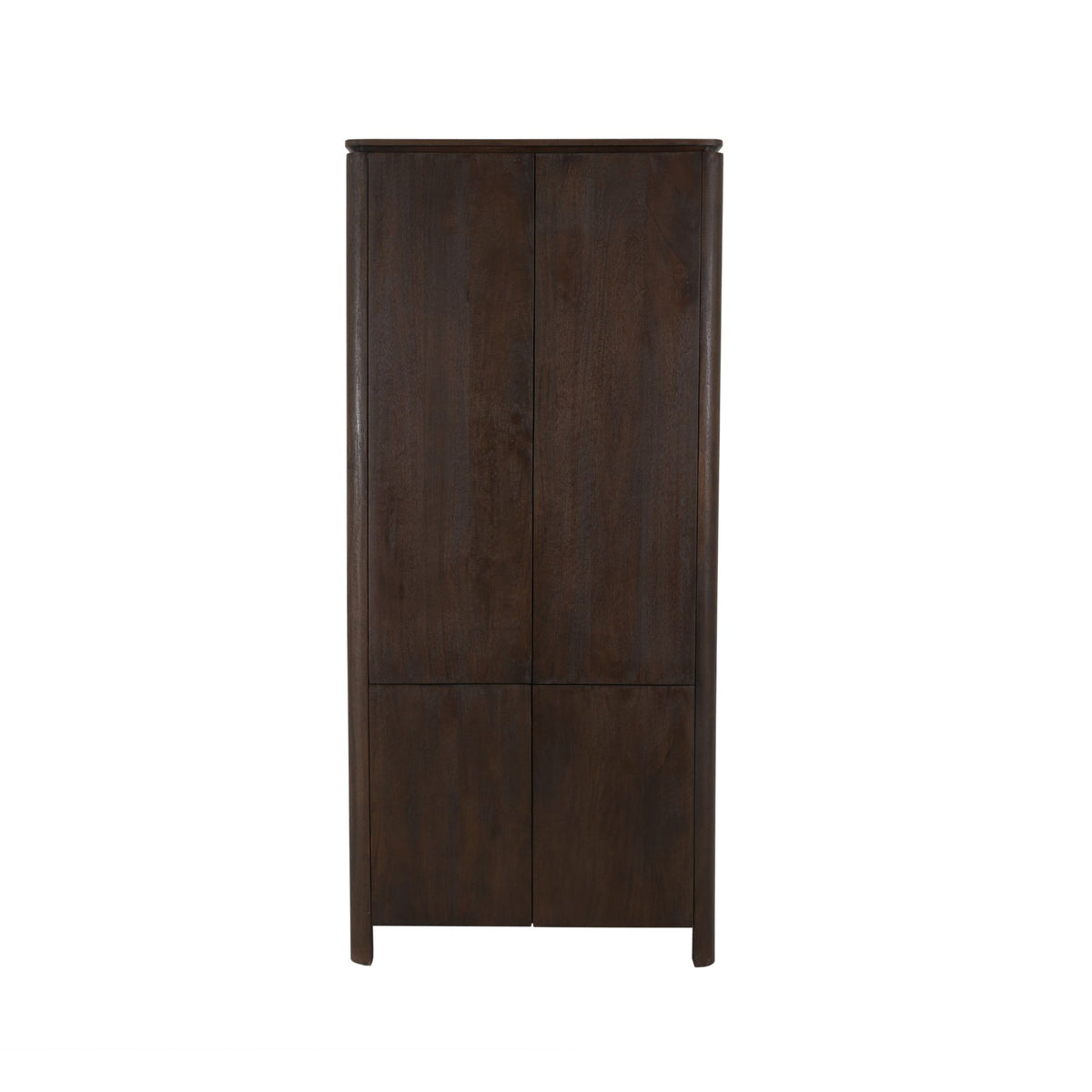 Bruine mangohouten kast met twee deuren, 90 cm breed.