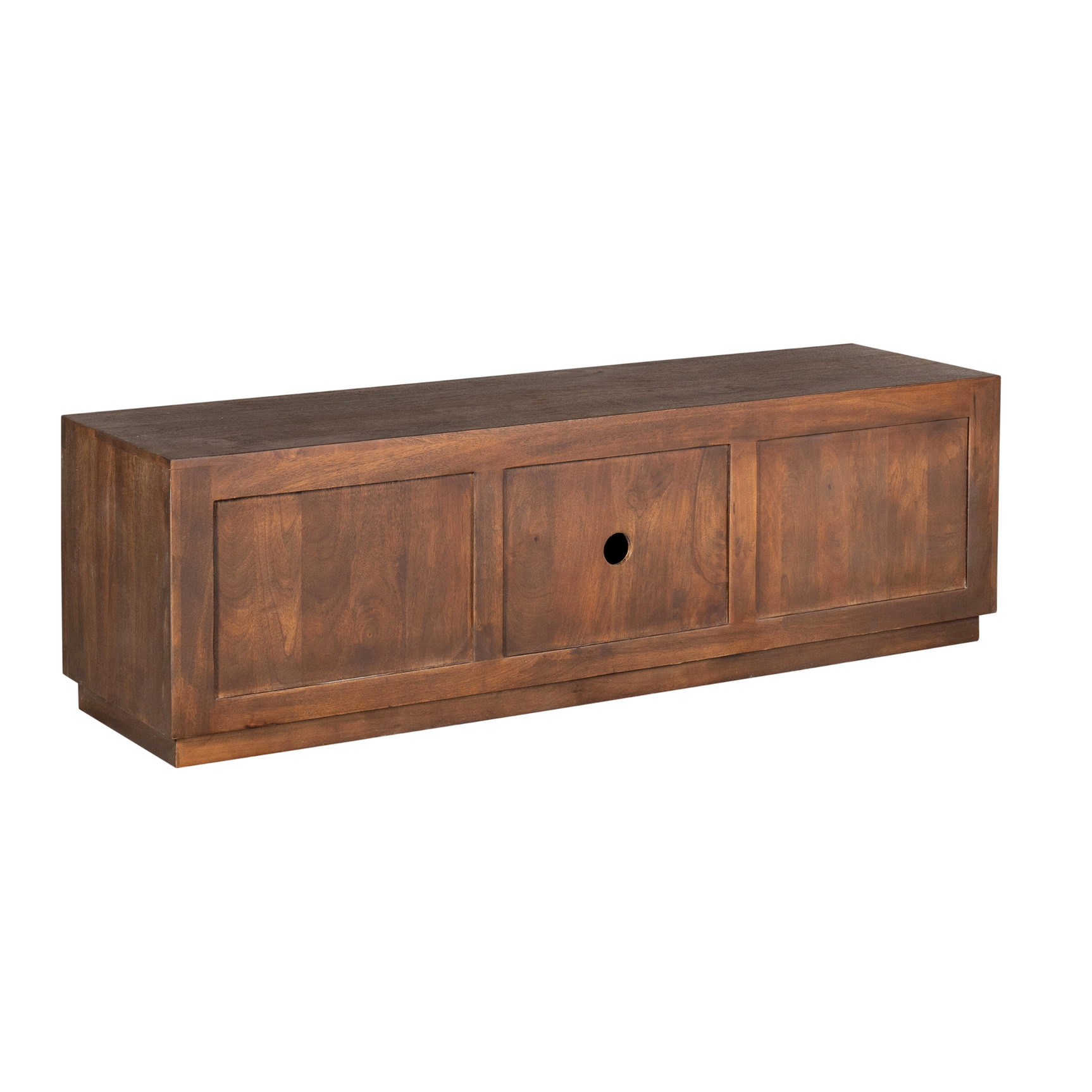 Tv-meubel donkerbruin hout met 2 deurpanelen en ronde knop