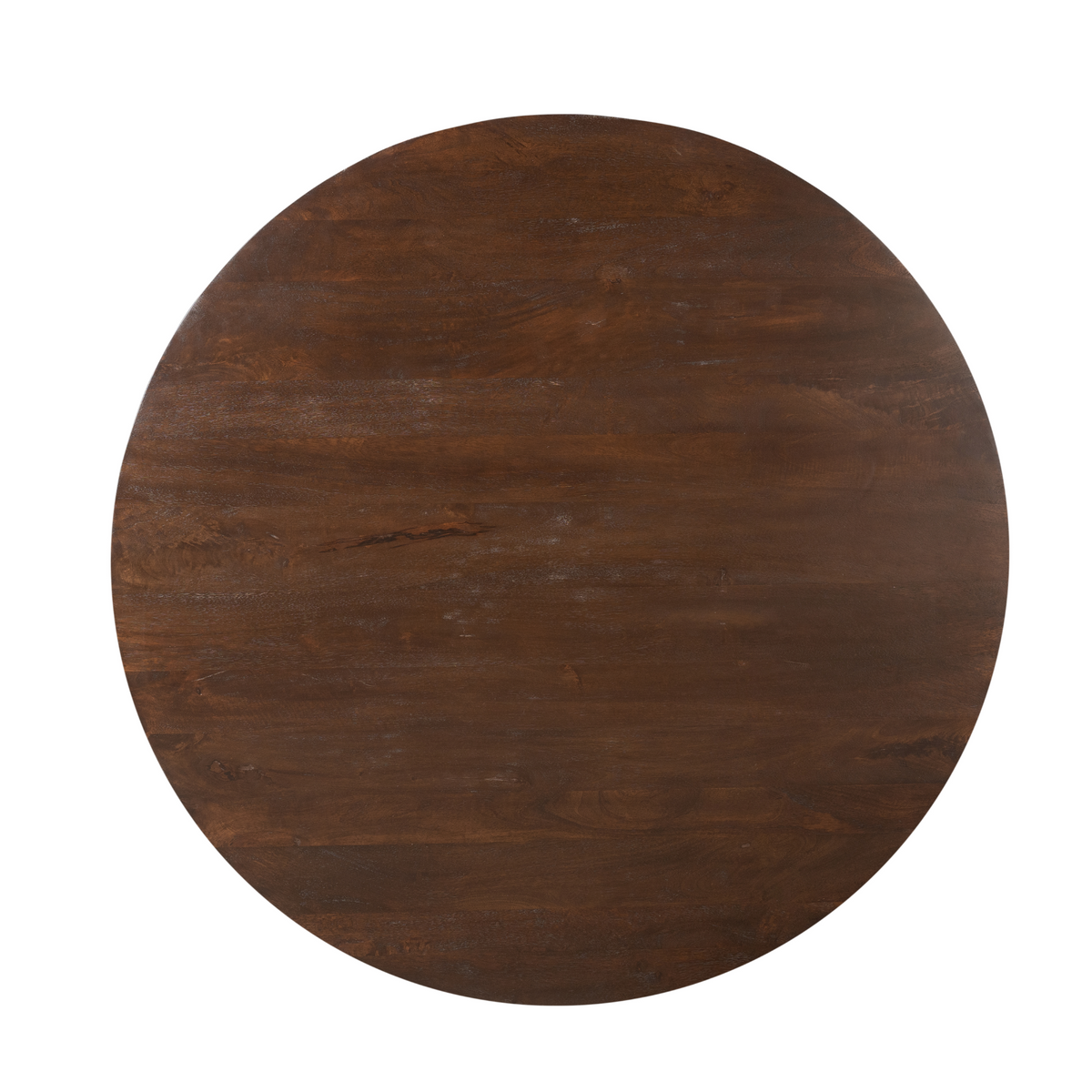 Rond tafelblad met donkerbruine houtnerf