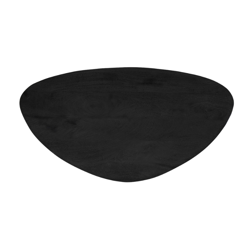 Zwarte ronde salontafelblad van hout met zichtbare houtnerf