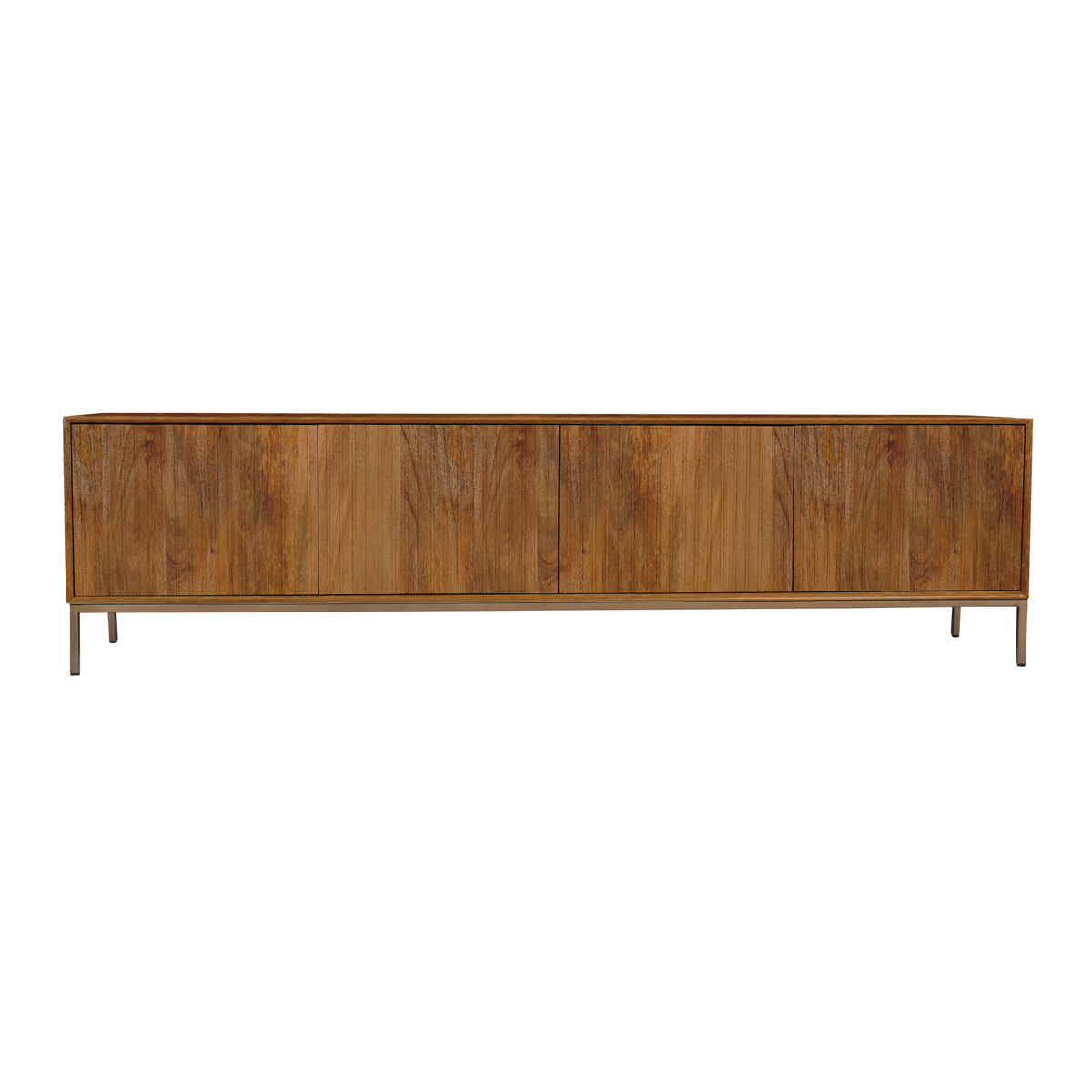 Tv-meubel met houten ladekastfront en vierkante pootjes, lichtbruin eikenpatroon