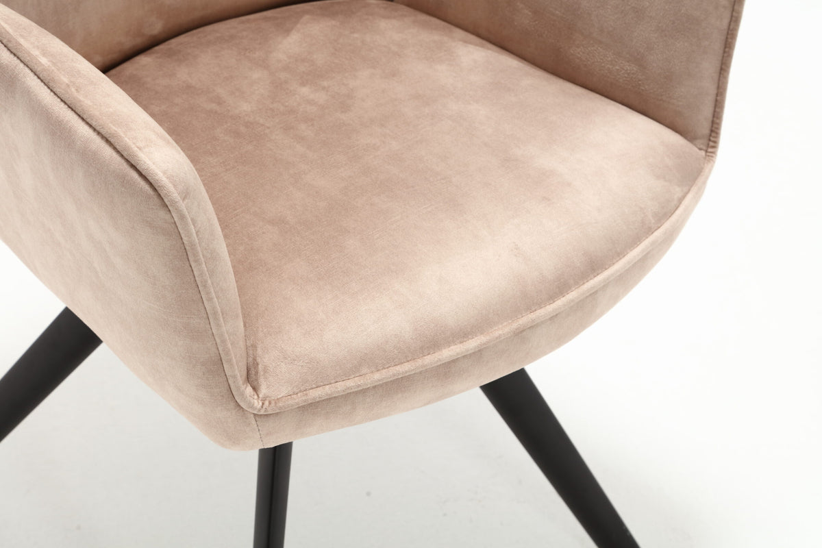 Beige zitting en armleuning met zachte, suèdeachtige stof