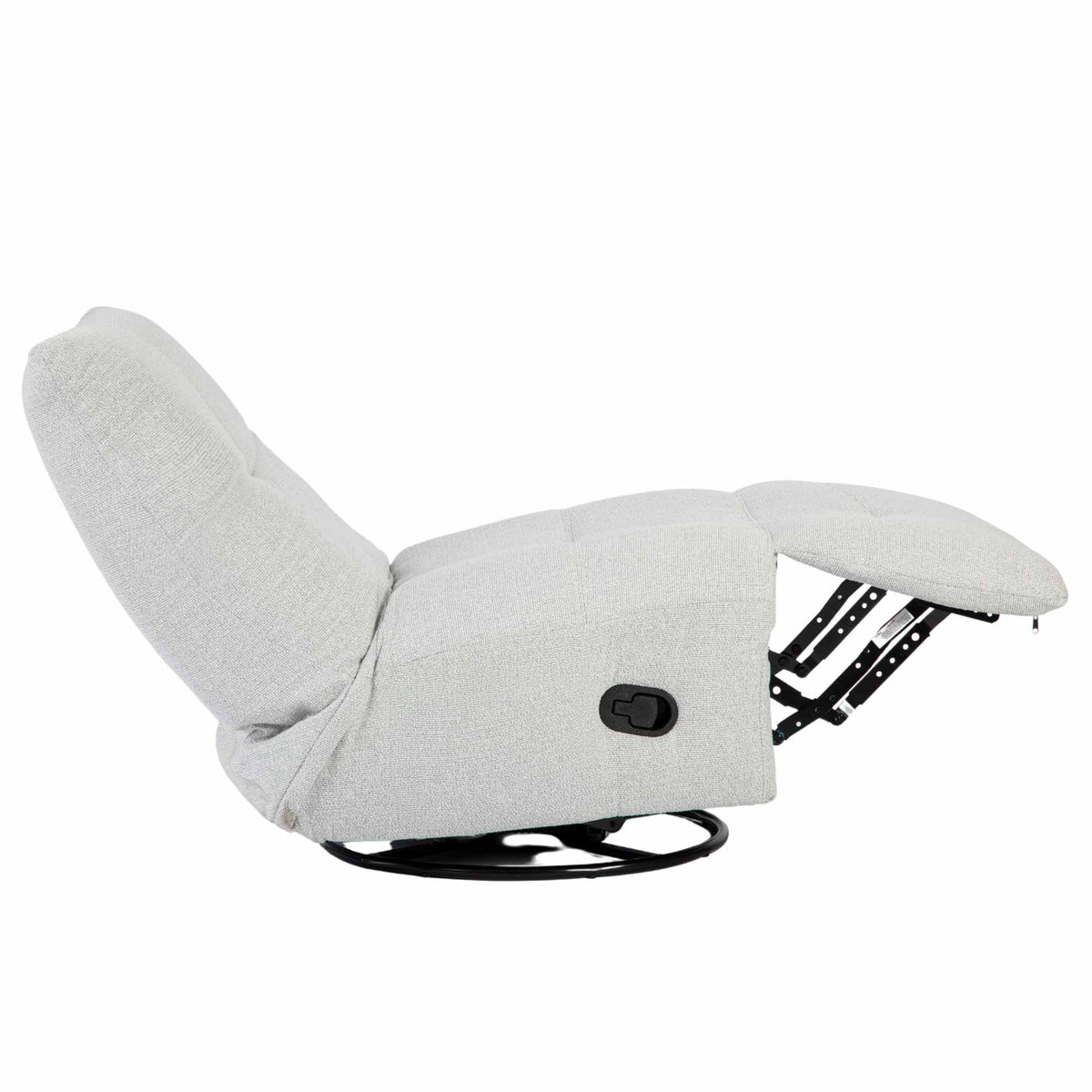 Lichtgrijze relaxfauteuil Lazy met open voetensteun en verstelknop