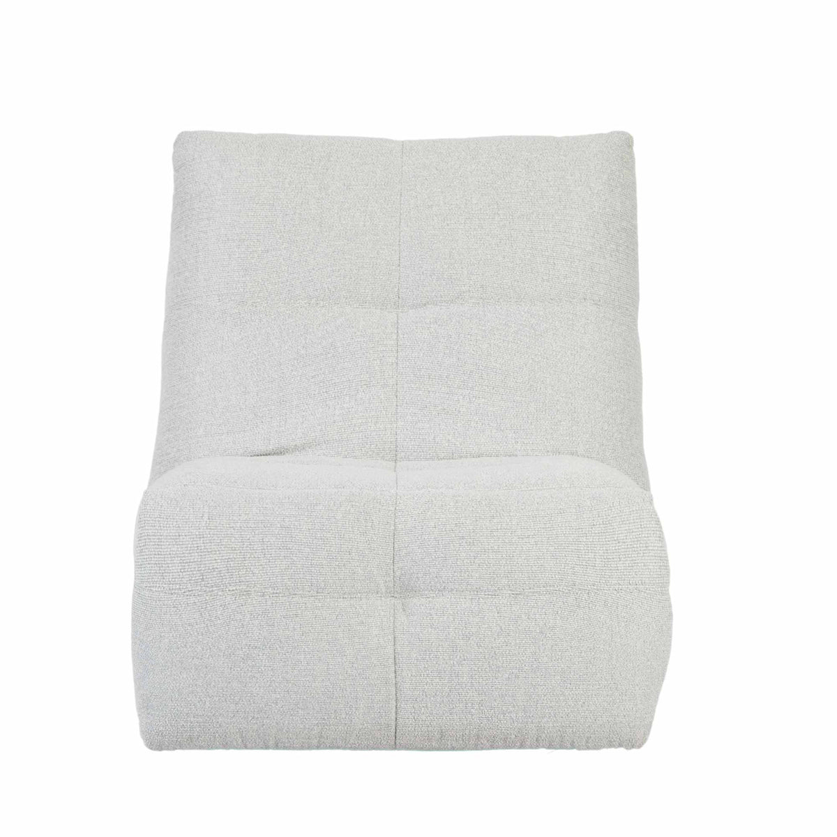 Lichtgrijze relaxfauteuil met gestoffeerde rugleuning en zitkussen