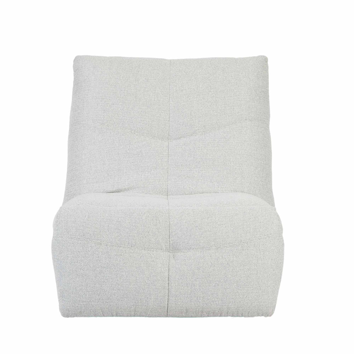 Lichtgrijze relaxfauteuil rugleuning en zitkussen, volledig in beeld