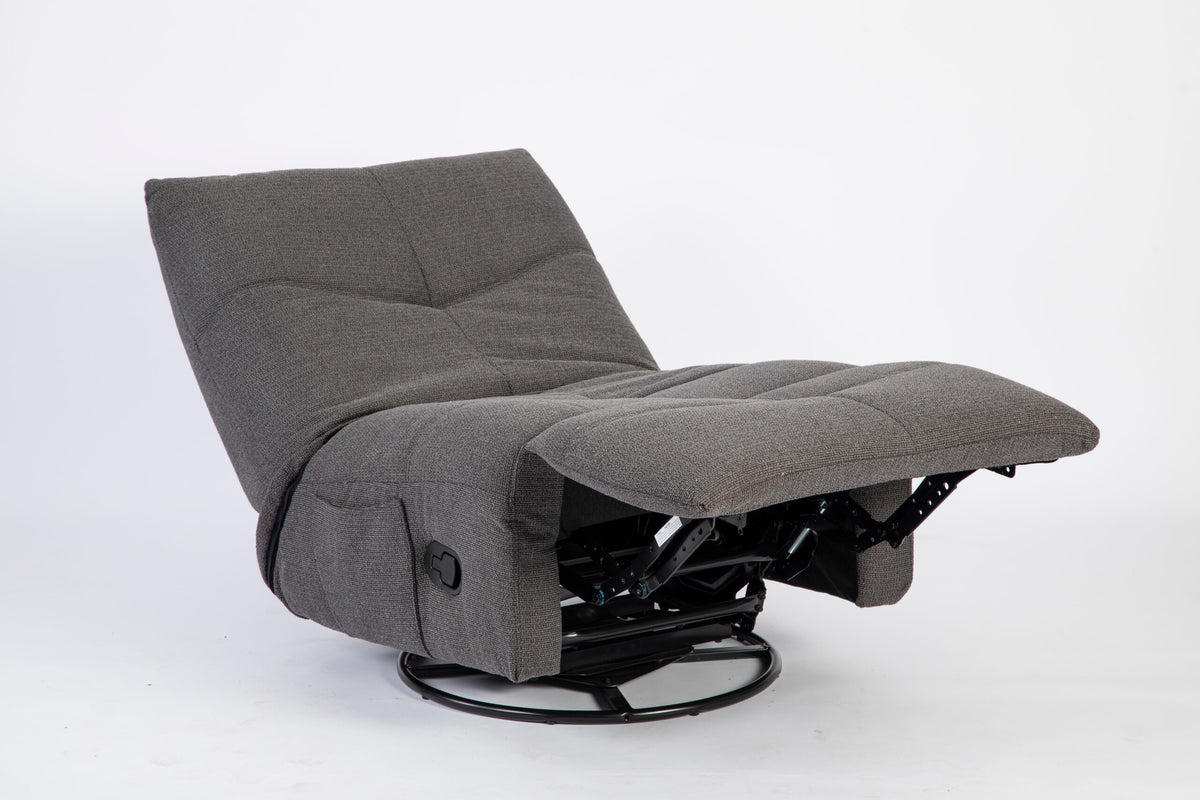 Donkergrijze relaxfauteuil Lazy met open staander en uitschuifbare voetensteun