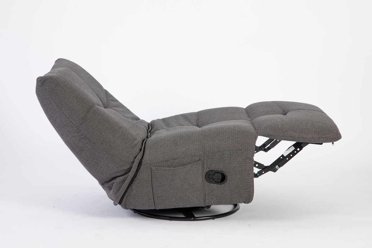 Donkergrijze relaxfauteuil Lazy in ligstand met armleuningen en voetensteun