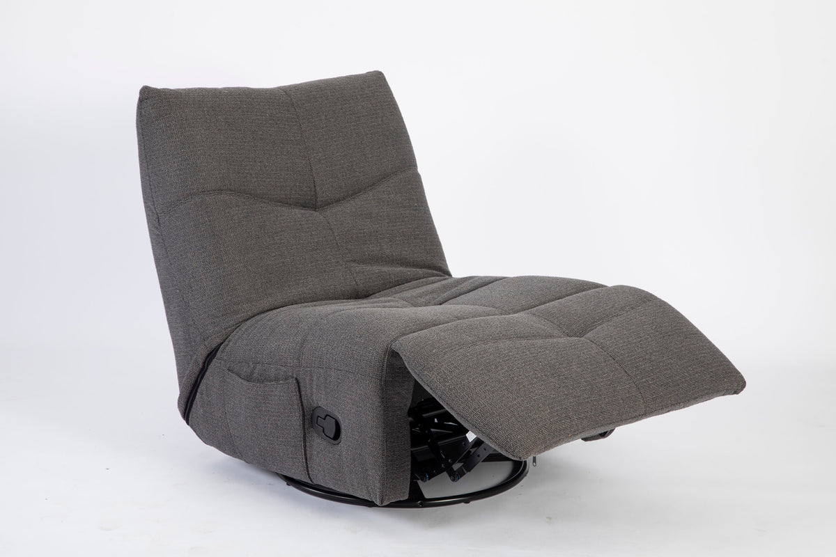 Donkergrijze relaxfauteuil Lazy met opklapbare voetensteun en hoge rugleuning
