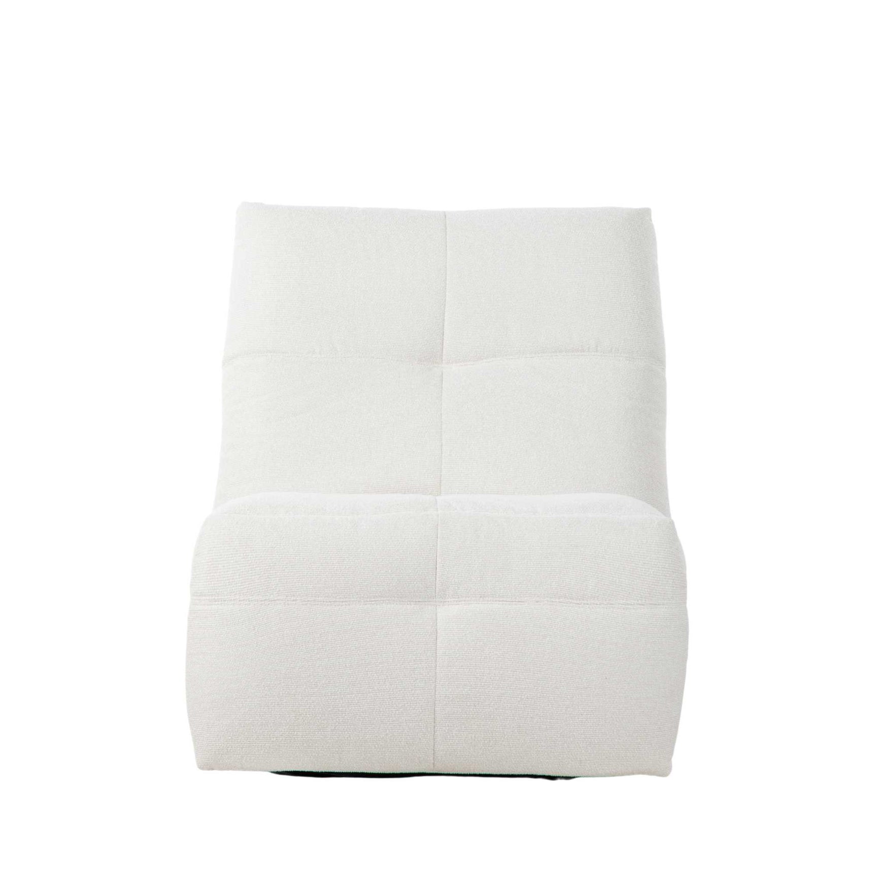 Relaxfauteuil in naturel stof, rug en zitting met horizontale stiksels