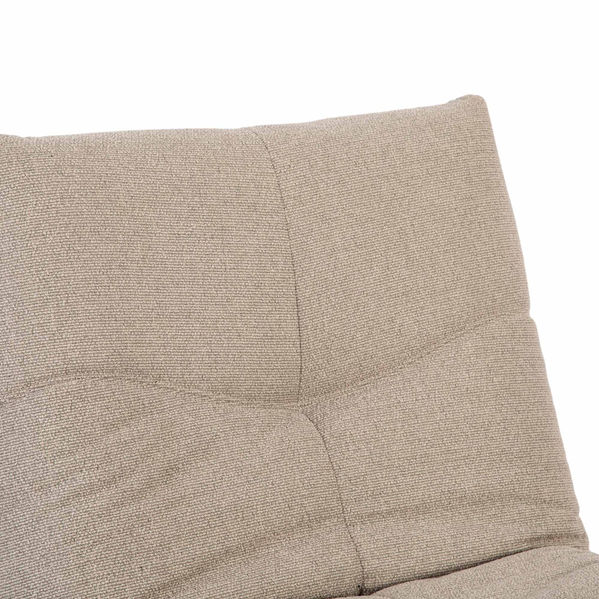 Taupe relaxfauteuil rugkussen met gestepte naden en afgeronde rand