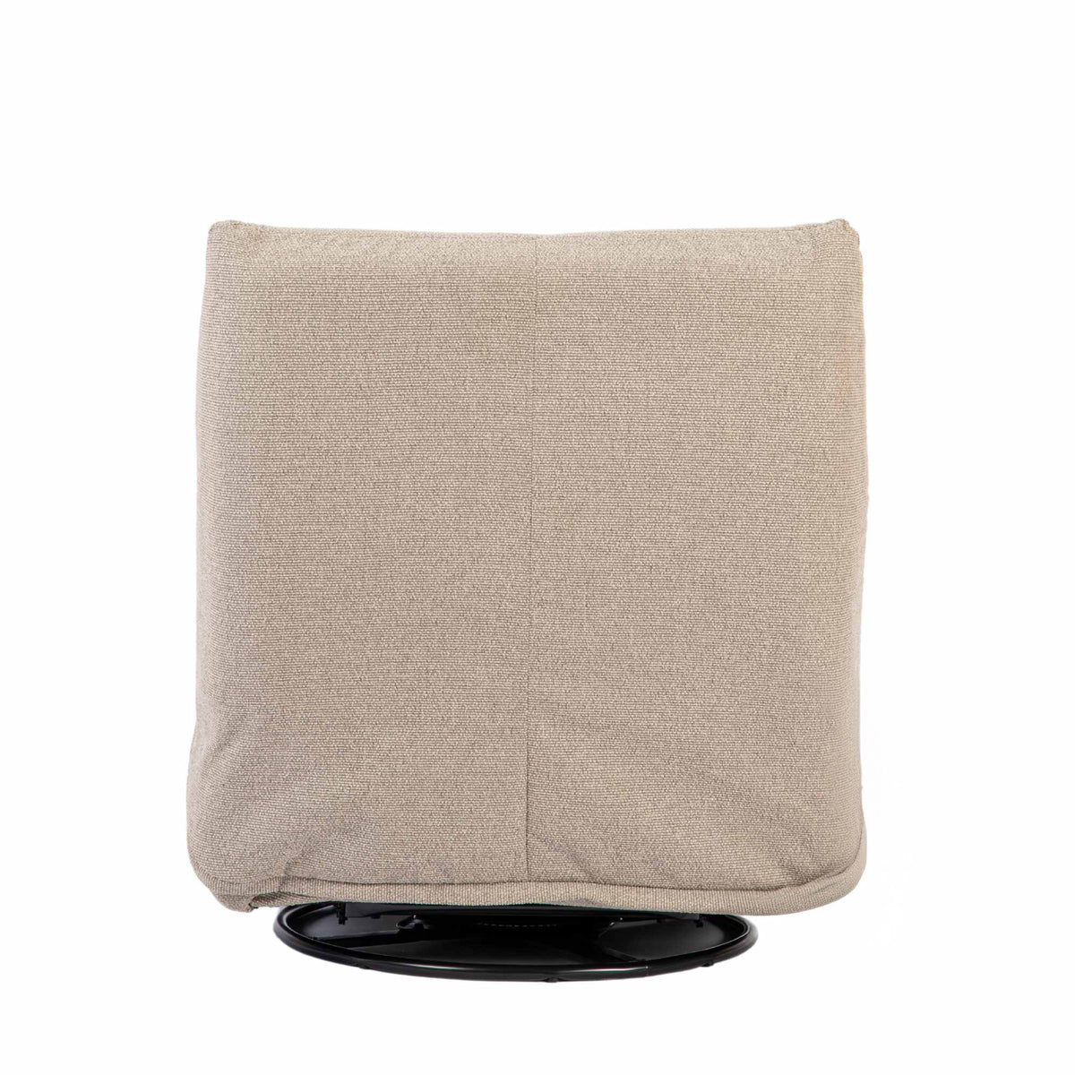 Taupe relaxfauteuil met hoge rug en naadaccenten, zwarte draaibasis
