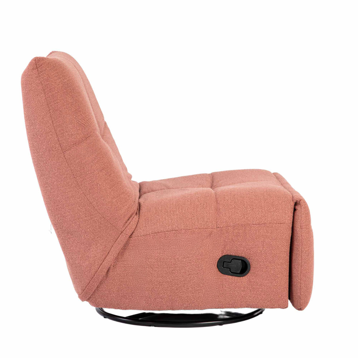 Roze relaxfauteuil in zittende stand, ronde draaibasis