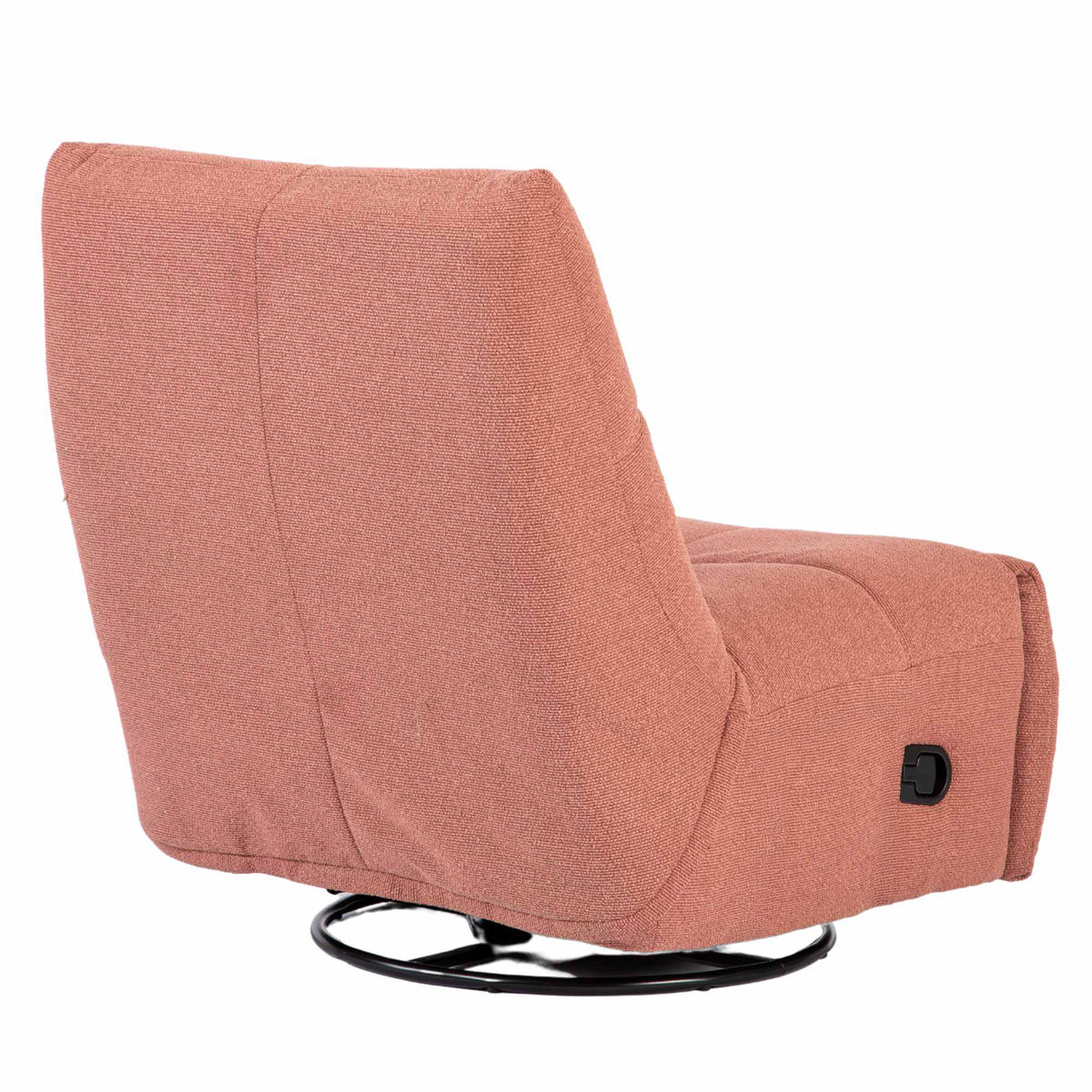 Roze relaxfauteuil met hoge rug en verstelbare zitting, zijaanzicht