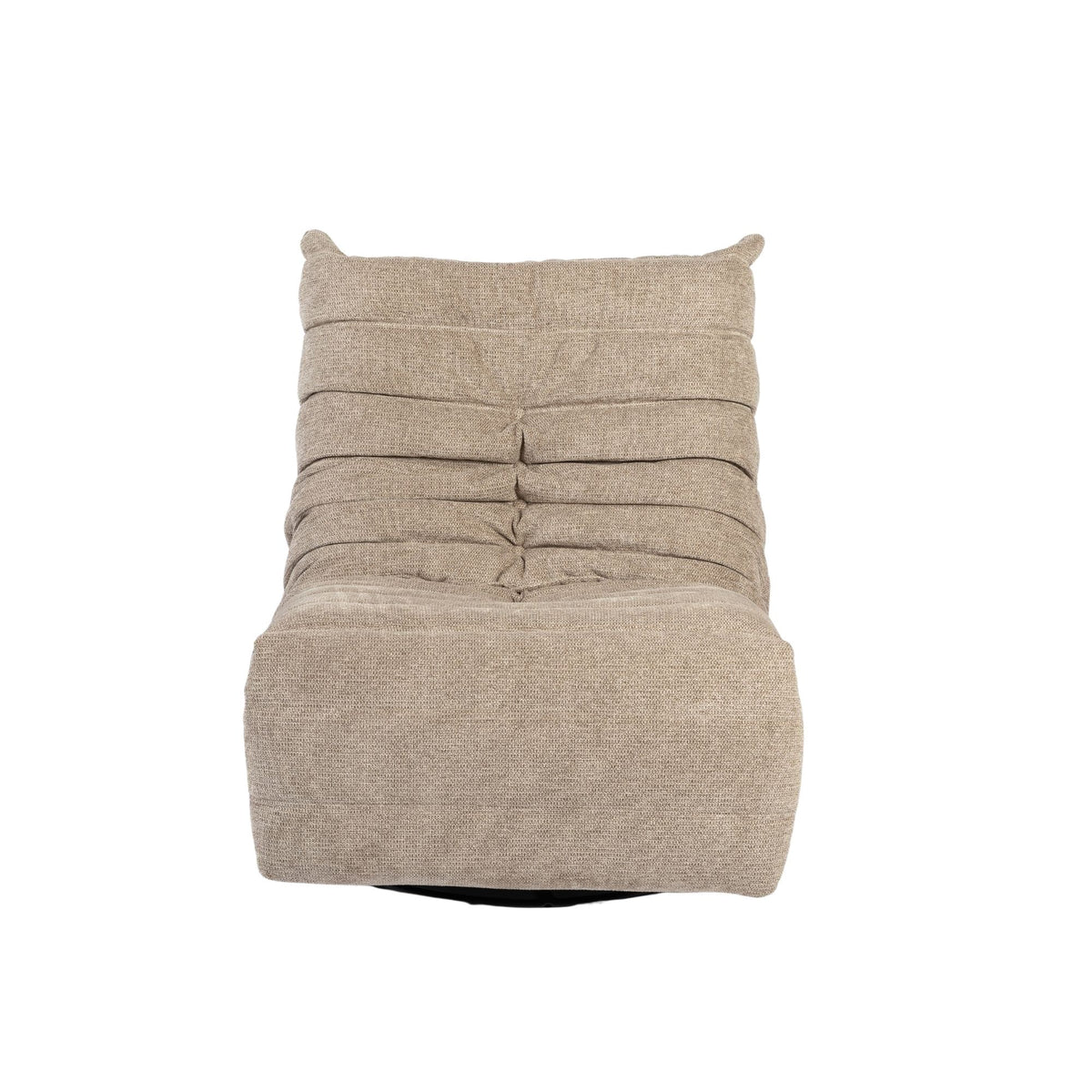 Relaxfauteuil Zen taupe: frontaanzicht met brede, gewatteerde zitting en rugkussens