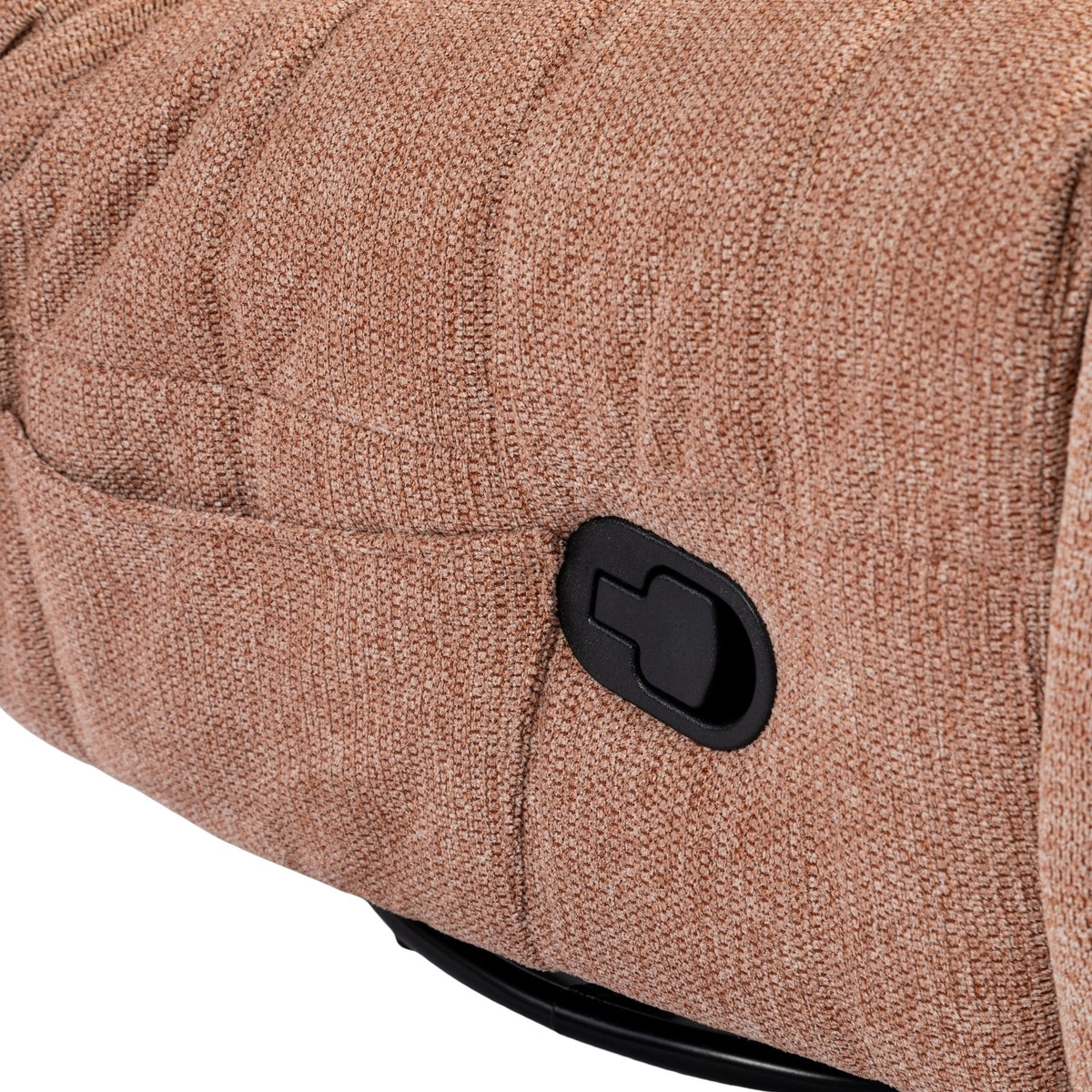 Roze relaxfauteuil Zen met zwarte bedieningsknop op de armsteun