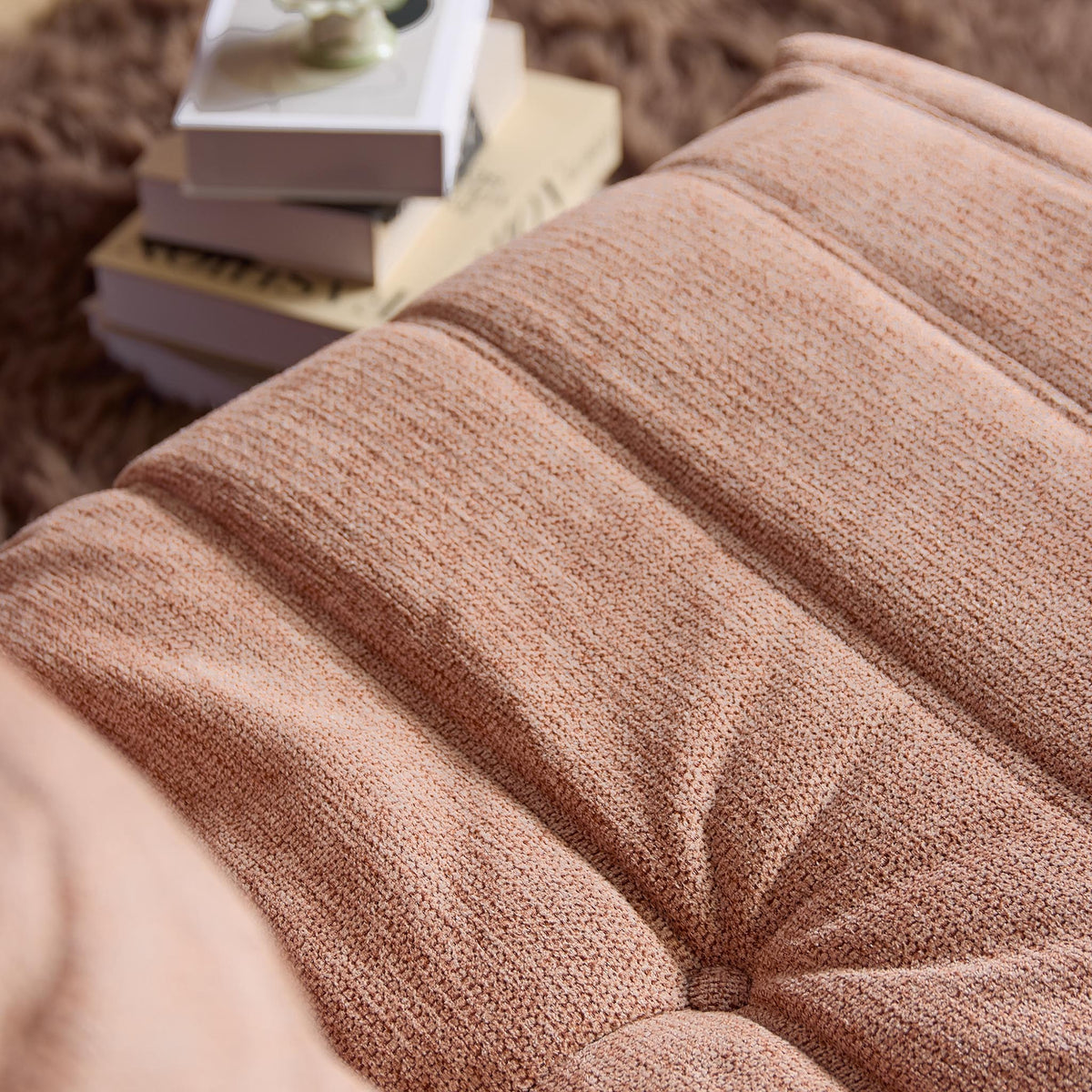 Roze relaxfauteuil Zen met textuur en plooien in de zitting