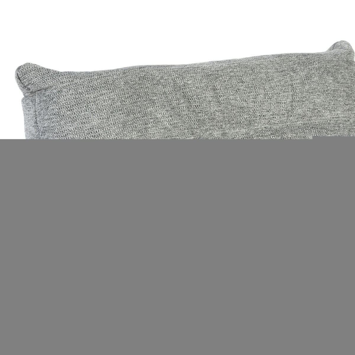 Bovenaanzicht van grijze relaxfauteuil met gestoffeerde rug en brede zitting.