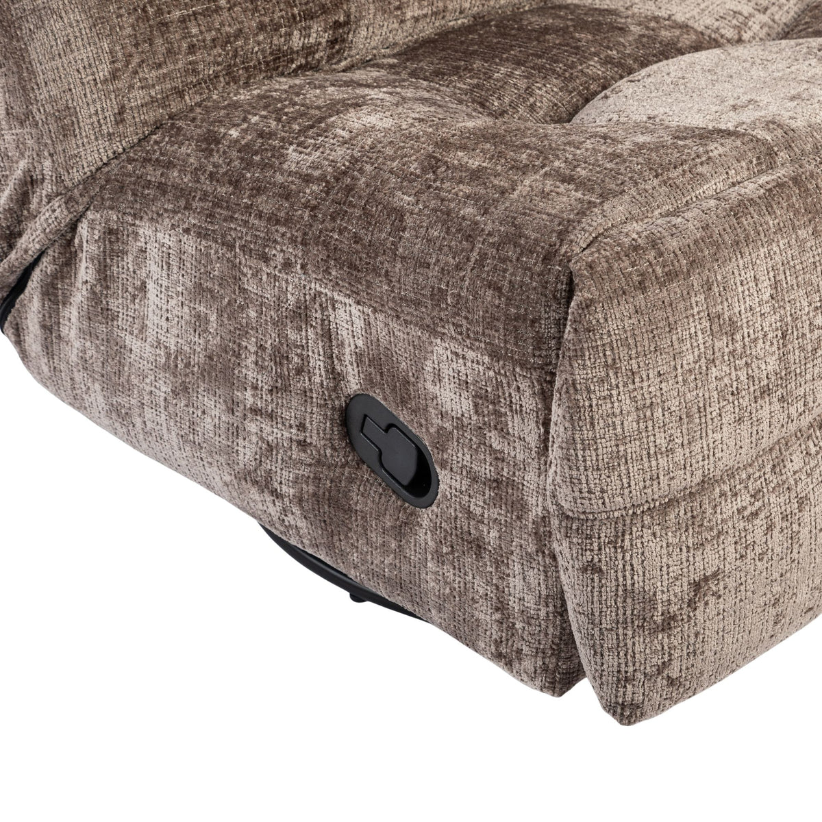 Bruin-beige relaxfauteuil met zijbediening/handgreep en afgeronde zitting
