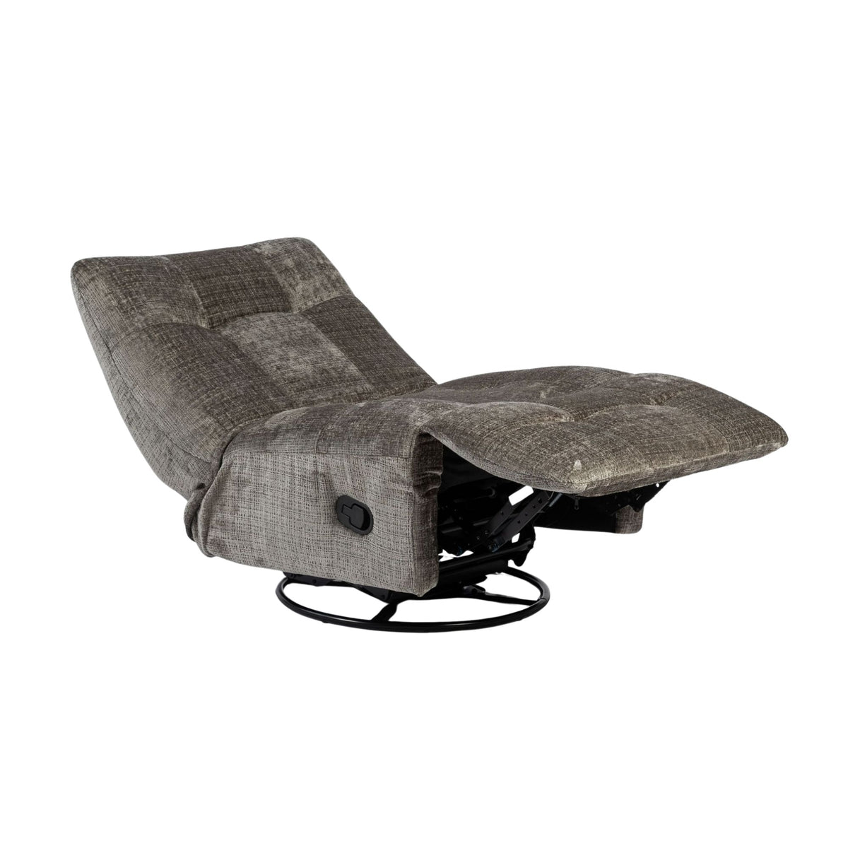 Grijze relaxfauteuil met verstelbare voetensteun en zwart onderstelframe