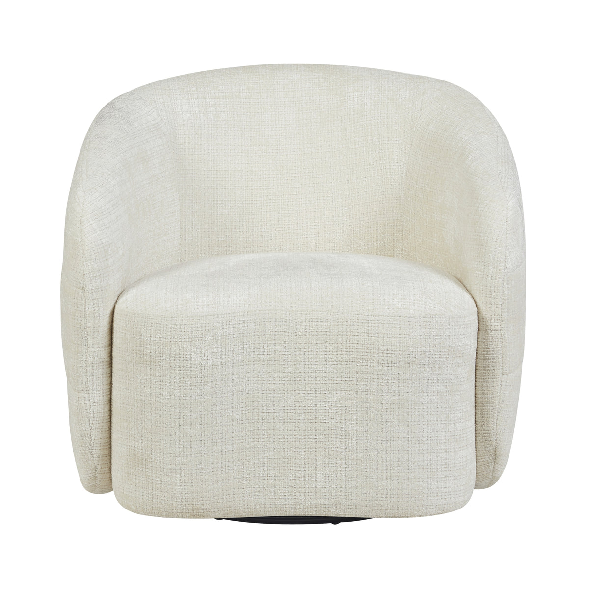 Fauteuil Yara, gebroken-wit gestoffeerde fauteuil met hoge ronde rug en dikke zitting