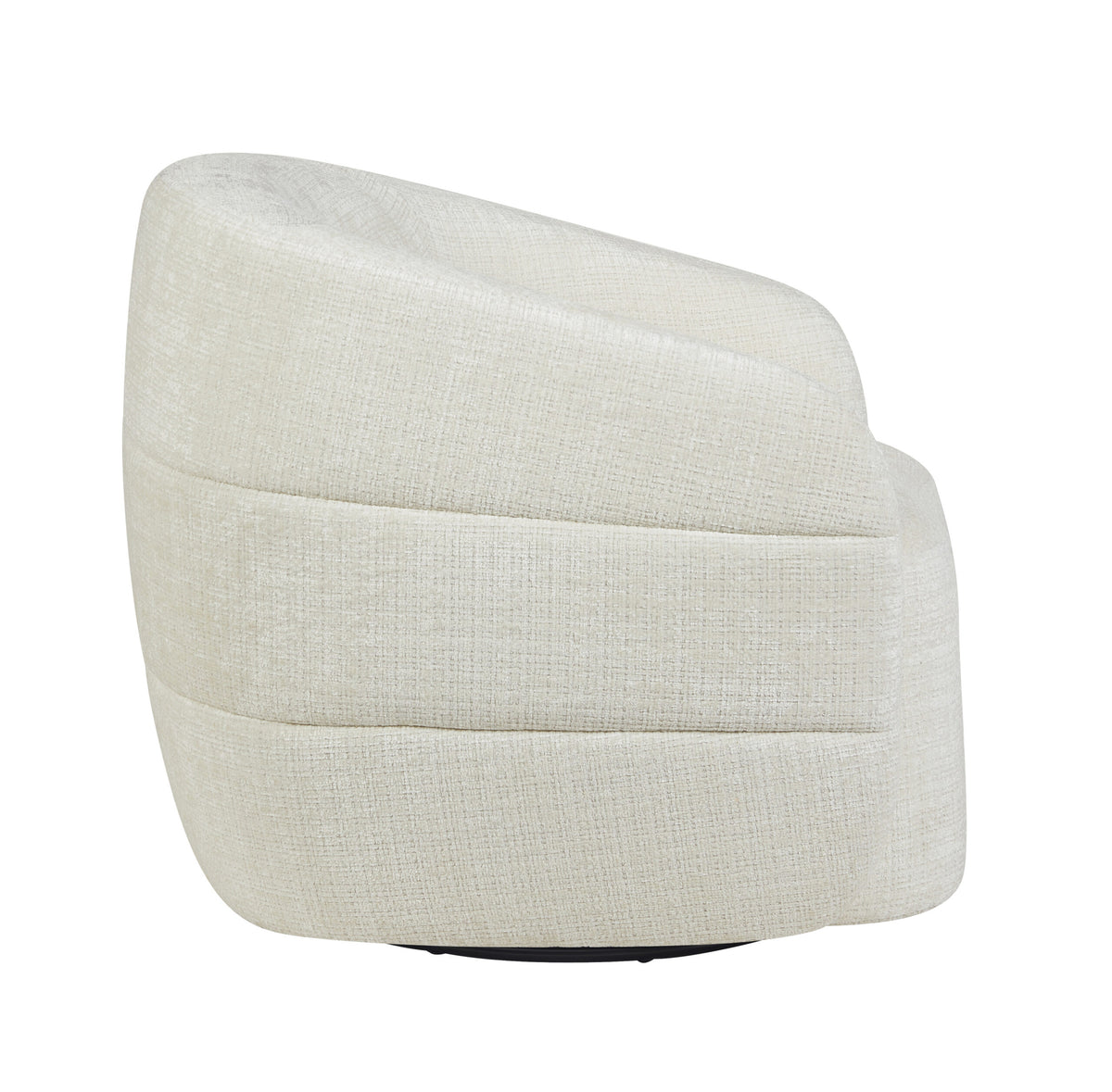 Fauteuil Yara gebroken wit, ronde kuip met horizontale stiksels