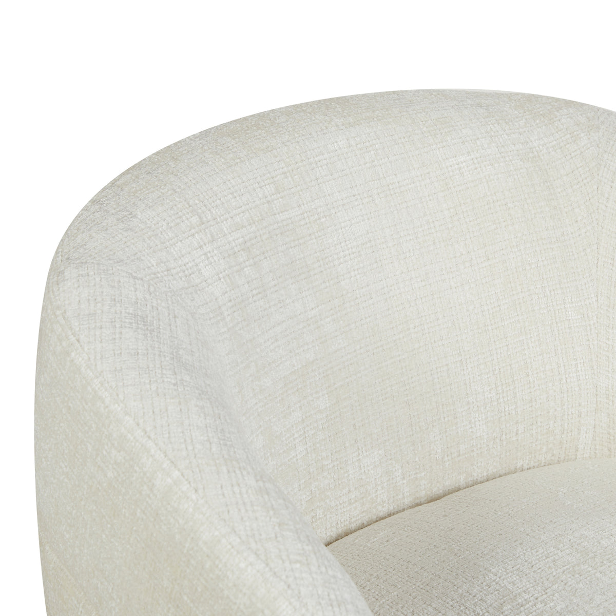 Fauteuil Yara, gebroken-wit gestoffeerde fauteuil met afgeronde zitting en zijkant