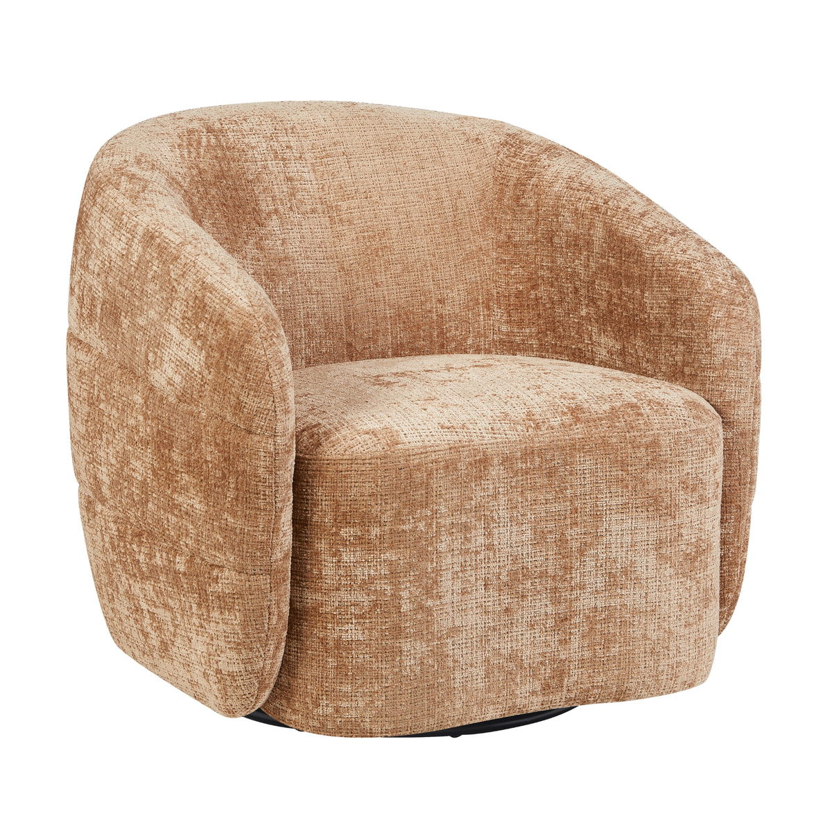 Leunstoel met afgeronde vormen en brede zitting, beige geweven stof