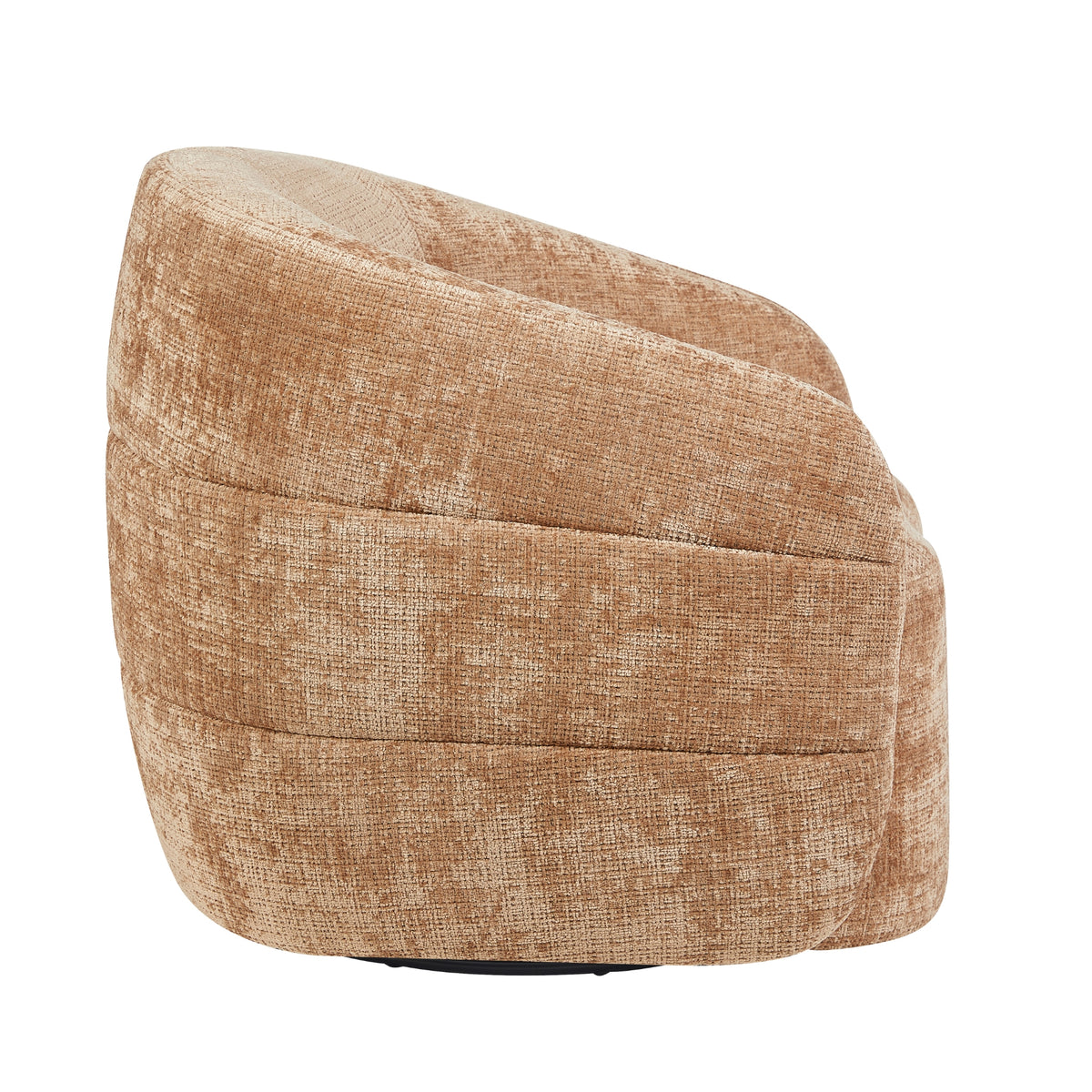 Leunstoel zijkant met horizontale stiknaden, beige geweven stof