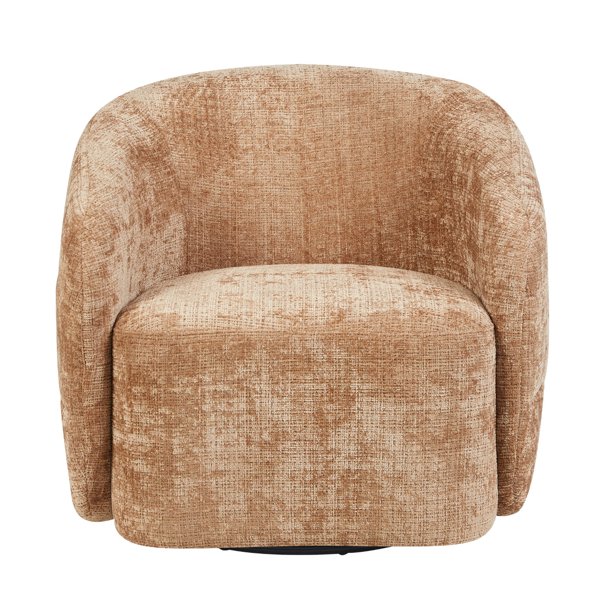 Leunstoel met dikke zitting en ronde armleuningen, beige geweven stof