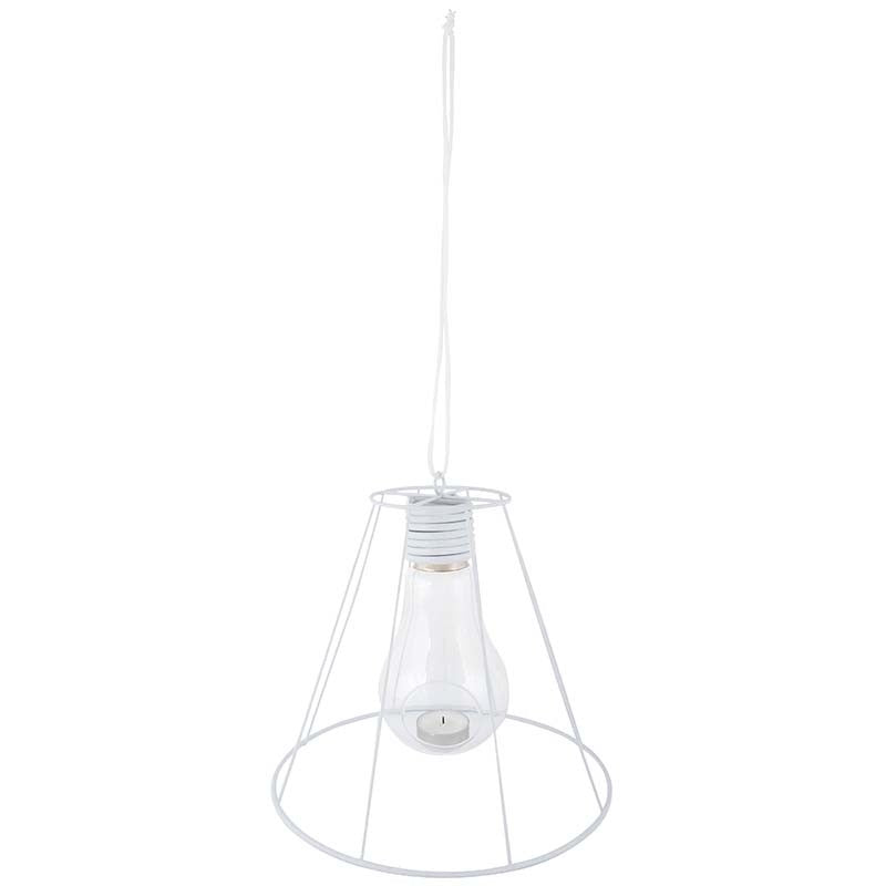 Hanglamp, lantaarn, waxinelichthouder wit - Esschert design