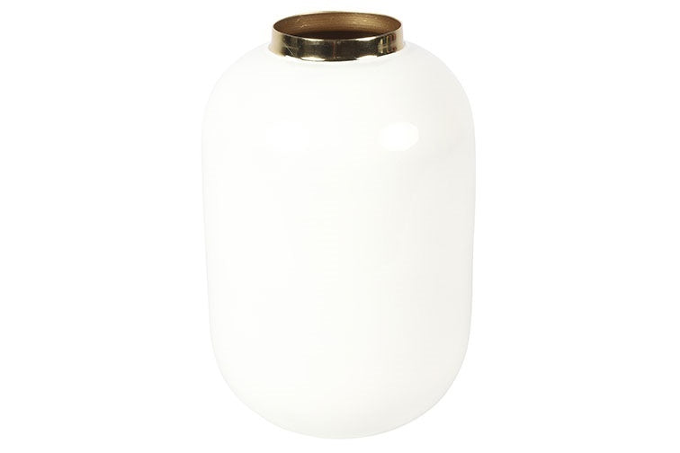 Witte keramieken vaas met gouden rand