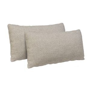 Lendekussen set van lichtbeige stof, 50 x 30 cm.