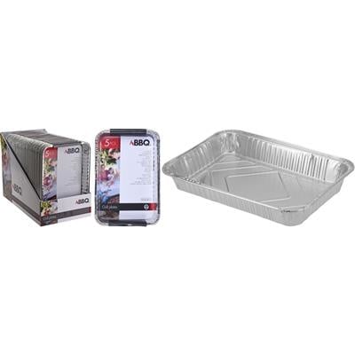 Grillschalen set van 5 aluminium schalen, rechthoekige bakvormen met rand