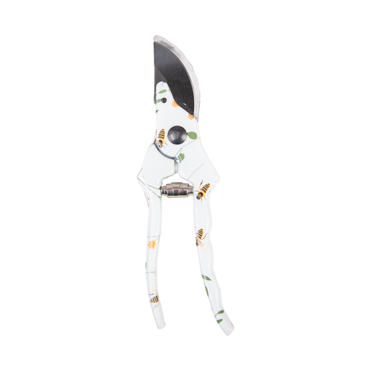 Snoeischaar met bijenprint, witte handgreep en metalen schaarblad