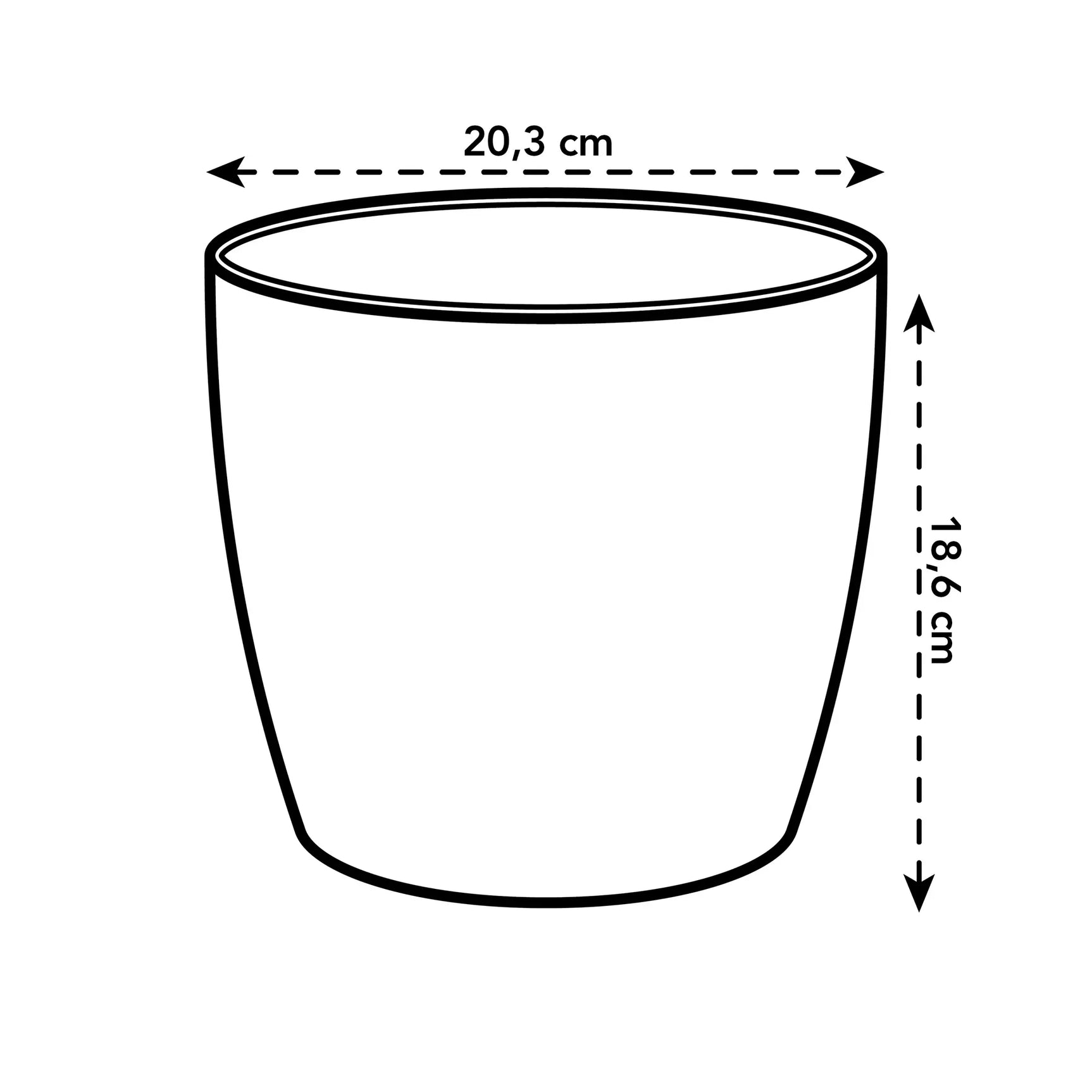 Ronde bloempot: 20,3 cm breed en 18,3 cm hoog