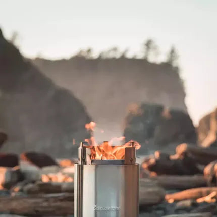 Solo Stove kampvuur kooktoestel van rvs, dubbele cilinder met open vlam