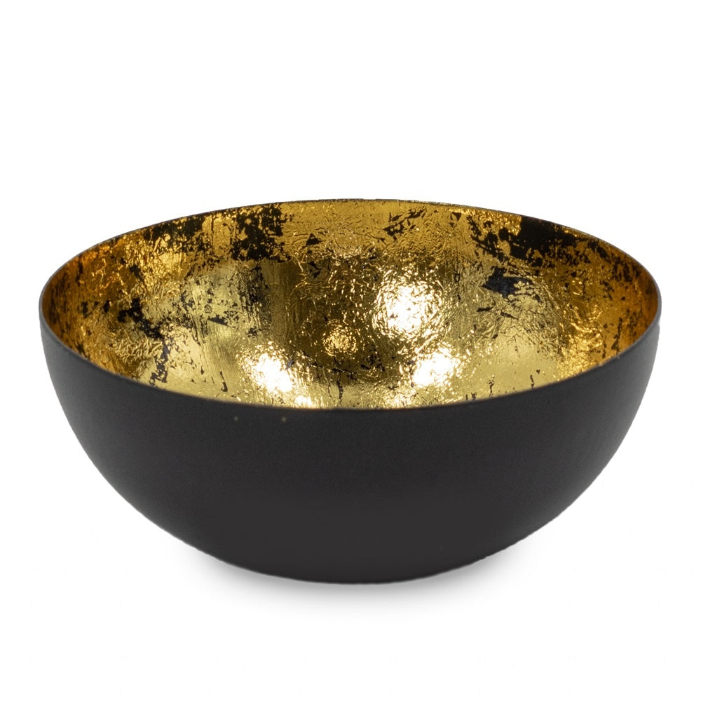 Zwarte schaaltje met gouden binnenkant, ronde komvorm