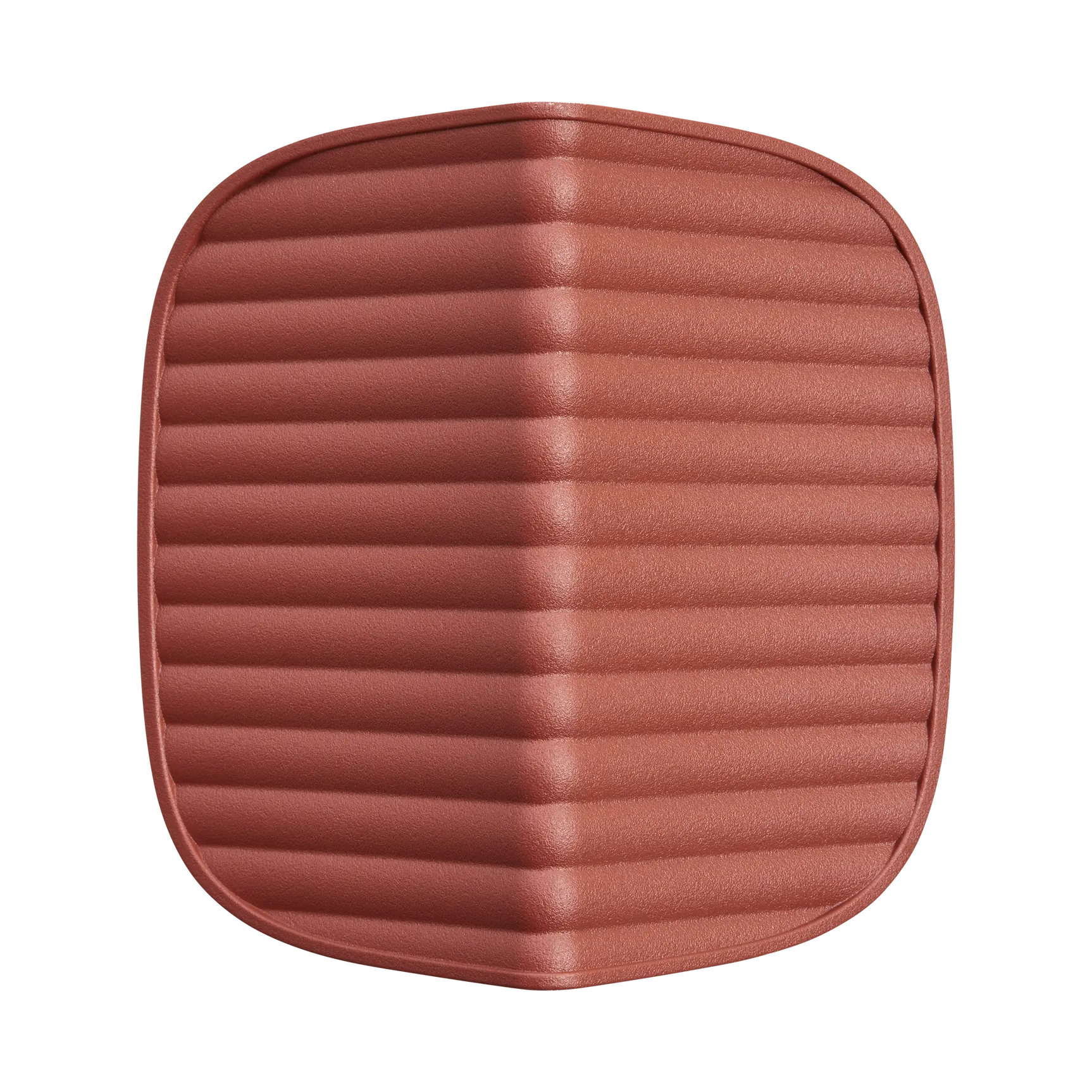 Rond rood zijpaneel met horizontale ribbels van insectenhotel