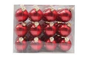 Set matrode glazen kerstballen, 57 mm, in transparante verpakking